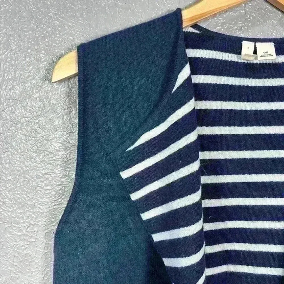 MOTH Extra Long Sleeveless Cardigan Cape Sweater Dark Blue Women One Size - Picture 9 of 11